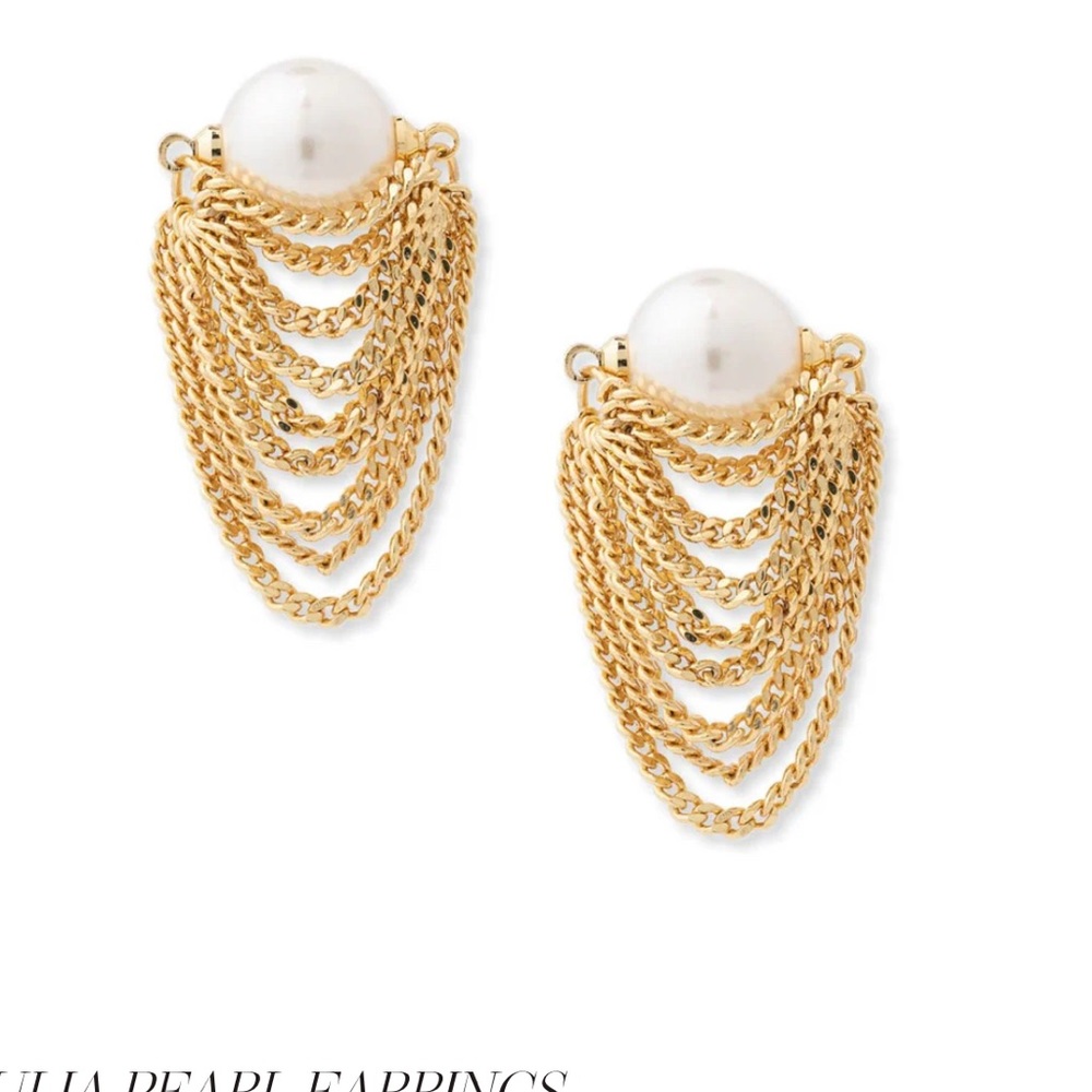 Gold and Pearl Chain Earrings